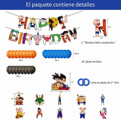 Decoración Paquete Globo Feliz Cumpleaños Dragón Ball Goku | Meses sin  intereses
