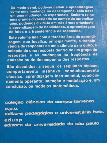 Psicopedagogia: Aprendizagem Condicionamento Instrumental (Usado)