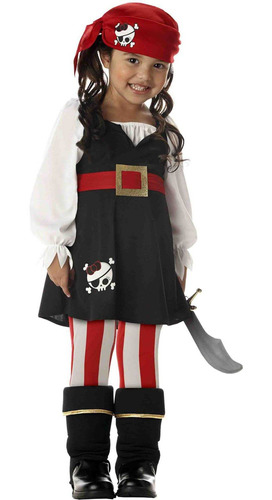 Disfraz Talla Large(4-6) Para Niña De Pirata Halloween
