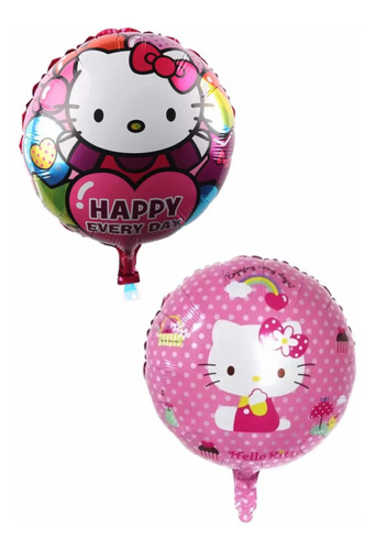 Pack 10 Globos Metálicos Hello Kitty 45 Cm Sin Varillas