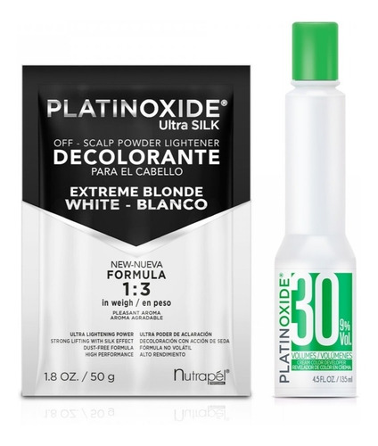 Polvo Decolorante En Sobre Platinoxide 50g & Revelador 30vol