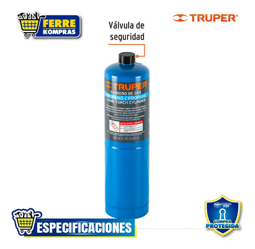Cilindro De Gas Propano De 400 G, Azul, Truper 11913