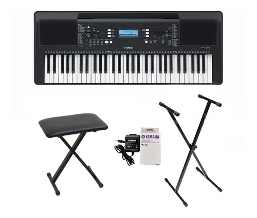 Teclado Organeta Yamaha Psr-e373 Con Adaptador + Base +silla