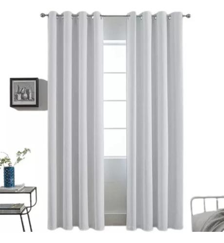 Cortinas 100% Blackout Largas 140x230cm Tres Capas Hogar Blanco