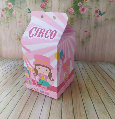 Imagem 1 de 3 de 10 Caixas Milk Lembrança Festa  Infantil Circo Rosa