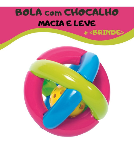 Imagem 1 de 4 de Bola Educativa Chocalho Macia Brinquedo Para Bebe