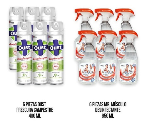 6 Kit - Desinfectante Oust Fresc 400ml + Mr Musculo 650ml