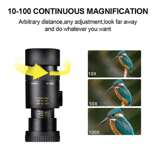 Imagen 6 de 9 de Monocular 4k 10-300x40mm Super Teleobjetivo Zoom Telescopio