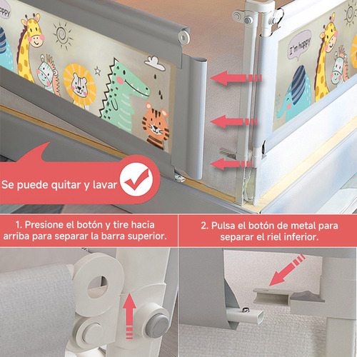 Baranda De Cama Seguridad Bebe Plegable Ajustable
