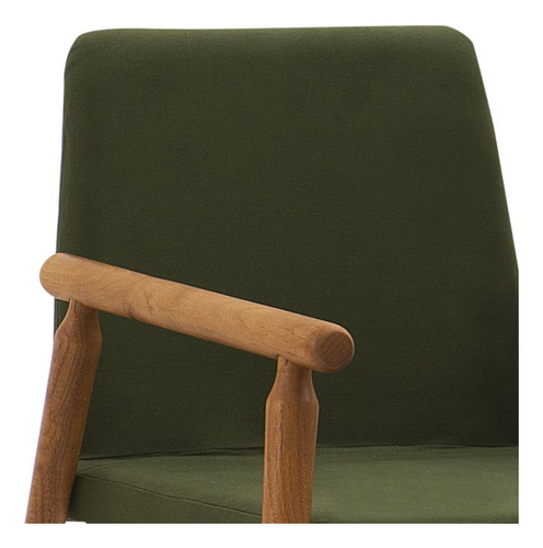 Kit 2 Cadeiras Decorativas Base Madeira F56 Veludo Verde Mil Assento Verde Militar