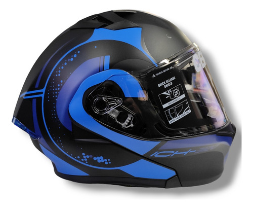 Casco Ich Abatible B.hok4 Negro Con Azul Mate Talla L