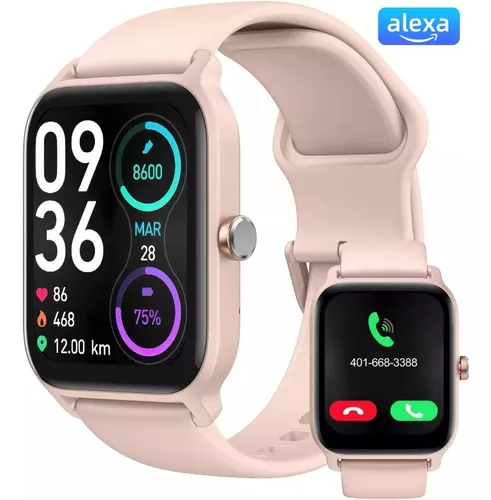  Reloj inteligente para mujer (respuesta/hacer llamadas),  monitor de actividad con pantalla táctil de 1.8 pulgadas para Android  iPhone, compatible con Alexa integrado, monitor de sueño de oxígeno en  sangre y frecuencia