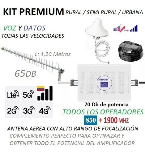 Kit Potente Antena Señal Celular Doble Banda Todos Operador 
