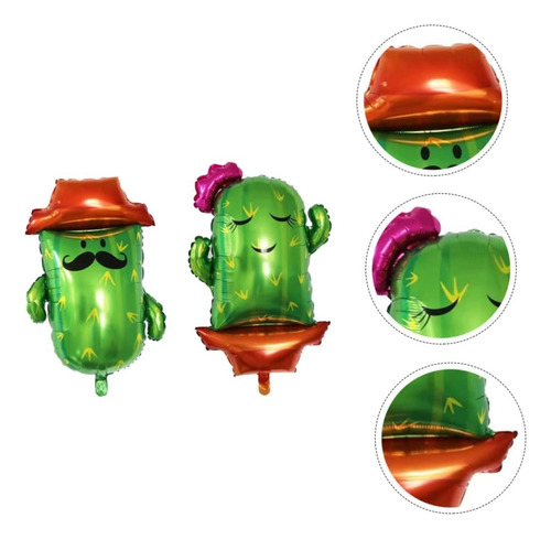 4 Globos Cactus Gigantes Señor Y Señora Cactus 80 Cm Color Verde