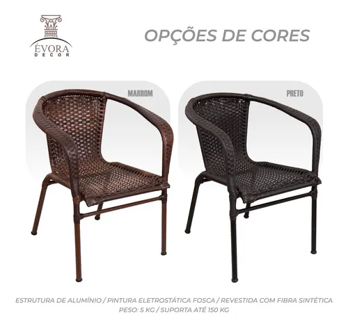 Kit 4 Cadeiras Em Vime Fibra Sintetica Ratan Cozinha