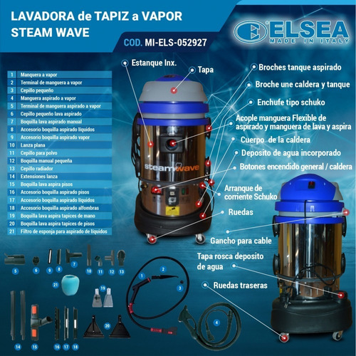Imagen 3 de 4 de Lavadora De Tapiz A Vapor Steam Wave