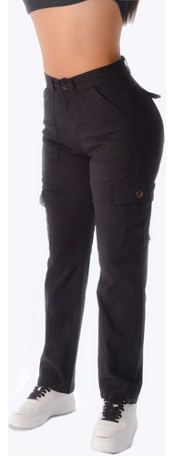 Jeans Stretch Tipo Cargo Y Efecto Levanta Pompi Ref6547