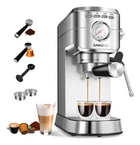 Comprar Cafetera Espresso 20 Bar, Máquina De Café Espresso Con Varita Espumadora De Leche, Compatible Con Café Molido\u002Fcápsulas Nespresso, Compacta Cafetera Para Hogar, Capuchino, Latte, Macchiato, 1350w