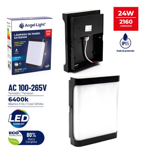 Vapoleta Lampara De Pared Exterior Led 24w