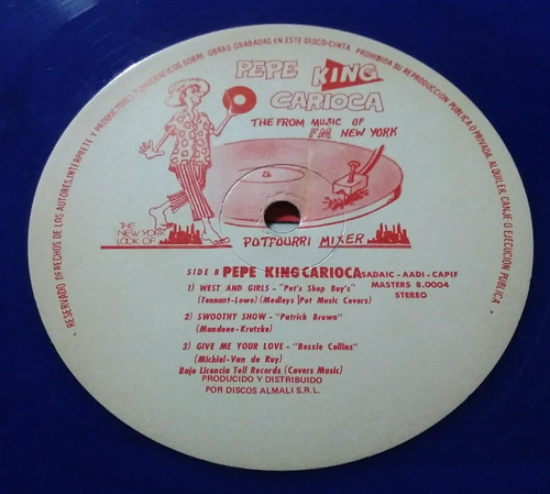 Pepe King Carioca Vinilo 12 Azul 1987 Pato C Ítalo Pet Shop (Usado)