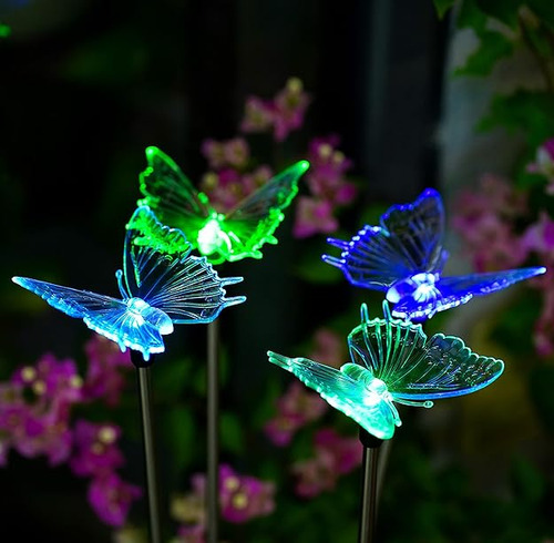 Paquete De 4 Estacas Decorativas De Mariposa Para Jardin Dec