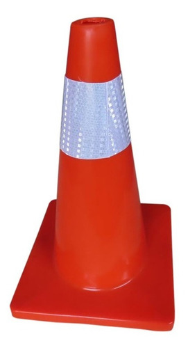Imagen 1 de 2 de Cono Vial De Seguridad Pvc 45cm Naranja Flexible Reflectivo