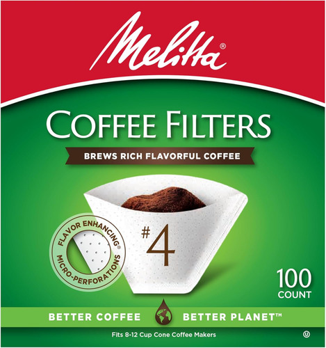 Filtro De Café Con Cono #4 Blanco 100 Uds