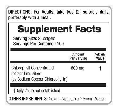 Suplemento De Clorofila Fito Medic's Lab 800 Mg 200 Cápsulas