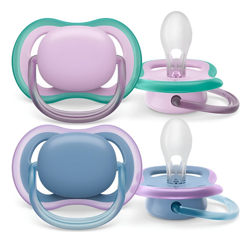 Avent Chupetes Ultra Air Liso 6-18m X2 Color Lila Período De Edad 6-12 Meses