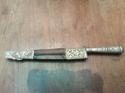 Imagen 8 de 12 de Puñal Facon Plata Y Oro Plateria Criolla Chaira Cuchilla