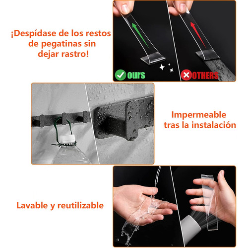 2pcs Nano Tape Doble Cara Adhesiva Trasparente Reutilizable