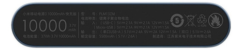 Carregador Portátil Power Bank Fast Charge Xiaomi 10000mah Cor Preto