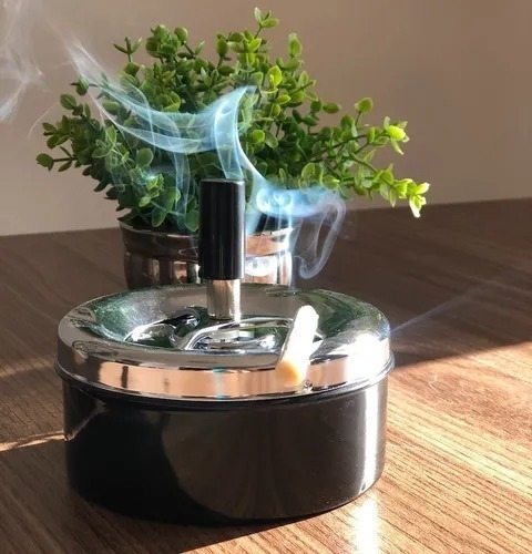 Kit Cinzeiro Isqueiro E Cigarreira Prontos Para O Uso 03 Cor Preto Liso