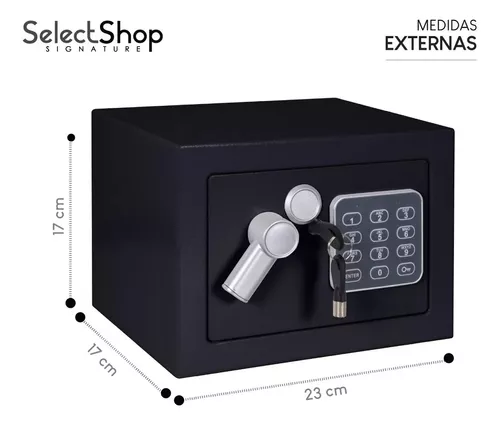 Caja Fuerte Electrónica Segura Llave Y Con Código Digital Color Negro