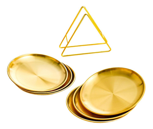 6 Platos Llanos Con Soporte Para Cocina, Plato De Metal Para