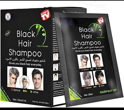 Black Hair Shampoo Cubre Canas Caja De 10 Sachet 