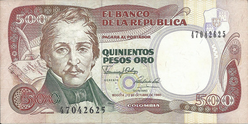 Colombia 500 Pesos 12 Octubre 1990