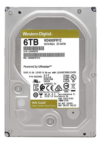 interno Western Digital WD Gold WD6003FRYZ 6TB oro