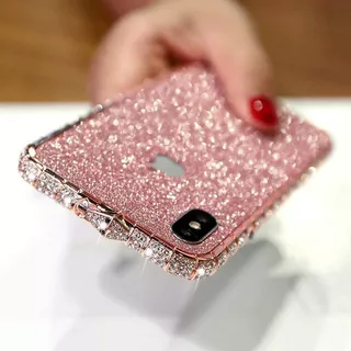 Funda Con Glitter Para iPhone XS Max Rosa Oro