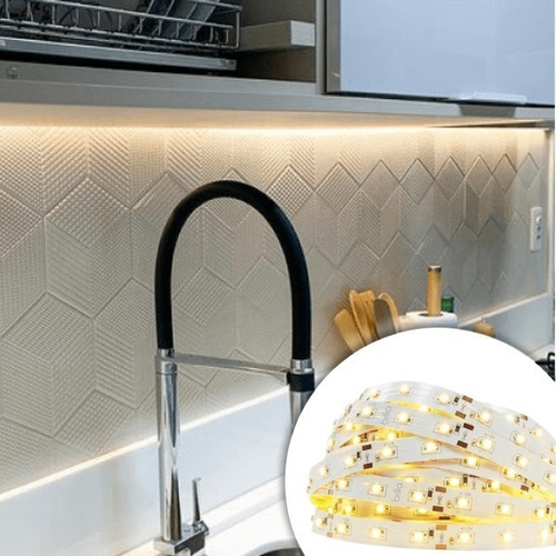 Imagem 1 de 3 de Fita Led Alto Brilho 12v Branco Quente Venda Por Metro