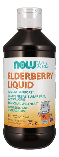 Elderberry Liquid, Sauco Liquido Para Niños 237ml, Now,