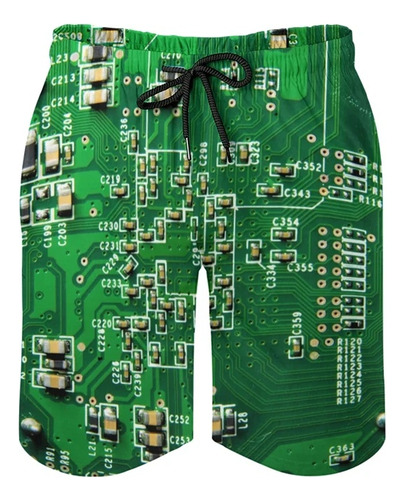 Shorts Com Impressão 3d De Chip Eletrônico