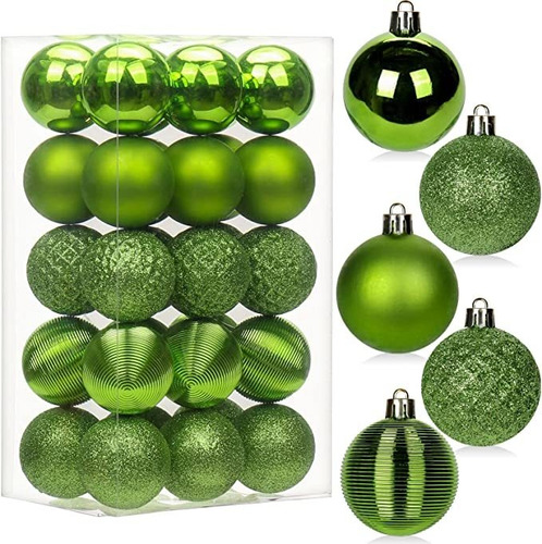 Kit Adornos De Navidad Bolas Textura Mixta 5cm Pack 30 Verde