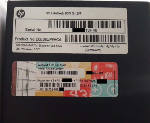 Computador Hp Elitedesk 800 G1 Sff I7 4770 8gb 500gb Win7