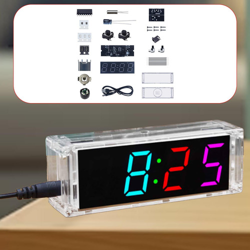 Kit De Relógio Digital Diy Smart 0603rgb Beads Diy Com Capa