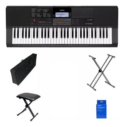 Teclado Organeta Casio Ctx700 Adapta + Base + Estuche+ Silla