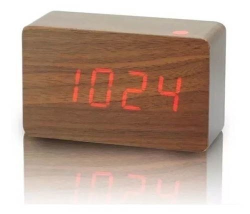 Relógio De Mesa Madeira Digital De Led Decoração 10cm