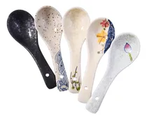 Comprar Juego De 5 Cucharas De Sopa Japonesas, Cucharas De Cerámica