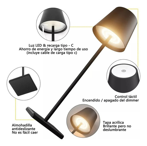 2x Lámpara De Mesa Led Escritorio Recargable Ajustable