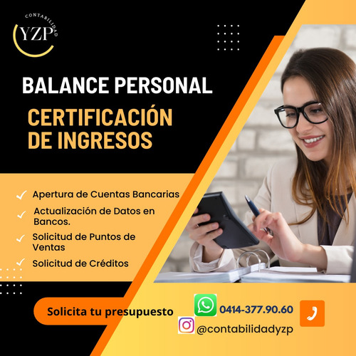 Imagen 1 de 4 de Contabilidad, Certificación De Ingresos, Balance Personal
